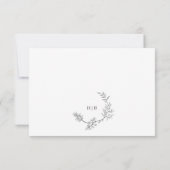 Mooie Floral Double Monogram Sketched Wreate RSVP Kaartje (Achterkant)