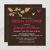 Mooie Floral en Bird Bridal Shower Kaart (Voorkant / Achterkant)