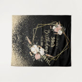 Mooie Floral en Gold Glitter Birthday Wandkleed (Voorkant (horizontaal))