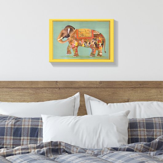 Mooie Floral  fijn gekleurde olifant Canvas Afdruk (Insitu (Slaapkamer))