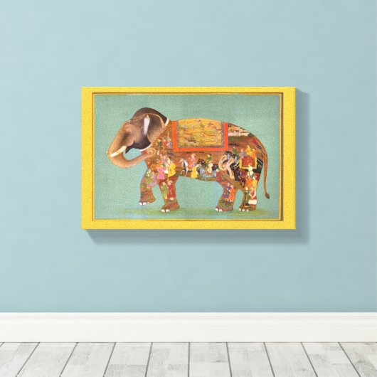 Mooie Floral fijn gekleurde olifant Canvas Afdruk (Insitu (Houten vloer))