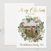 Mooie Floral foto krans kerst Kaart (Voorkant / Achterkant)