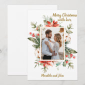 Mooie Floral foto krans kerst Kaart (Voorkant / Achterkant)