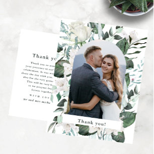Mooie Floral foto Weduwschap Dank je bericht Briefkaart