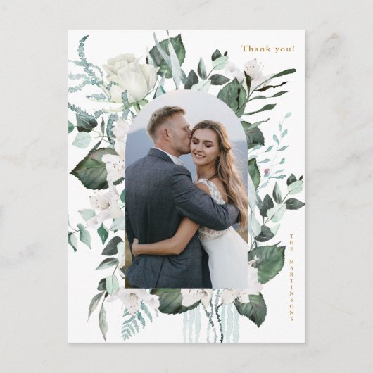 Mooie Floral foto Weduwschap Dank je Briefkaart (Voorkant)