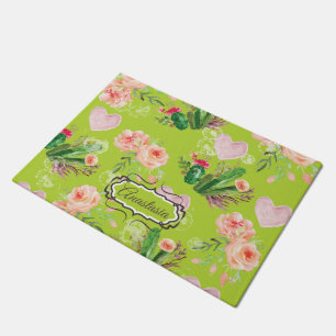 Mooie Floral-gepersonaliseerde Cactus Deurmat