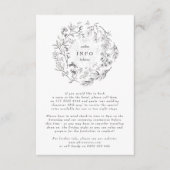 Mooie Floral geschetste krans bruiloft Informatiekaartje (Voorkant)