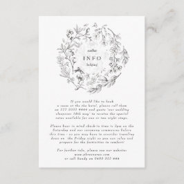 Mooie Floral geschetste krans bruiloft Informatiekaartje