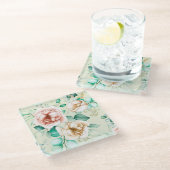 Mooie Floral Glazen Onderzetter (Schuin)