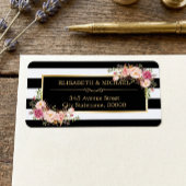 Mooie Floral Gold Decor Black White Stripes Etiket