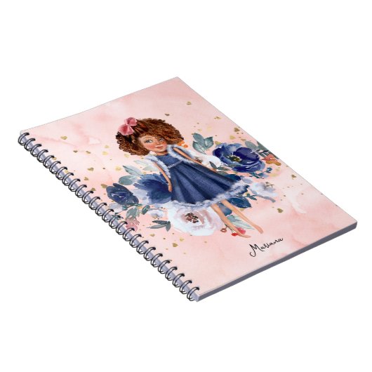 Mooie Floral Gold Glitter Girl Daily Diary Notitieboek (Rechterzijde)