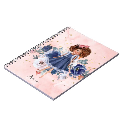 Mooie Floral Gold Glitter Girl Daily Diary Notitieboek (Linkerzijde)