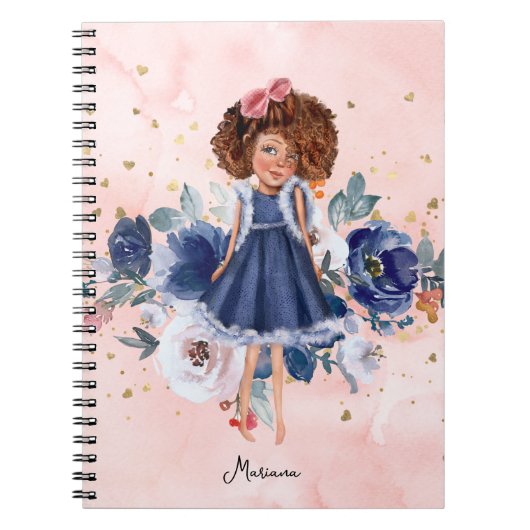 Mooie Floral Gold Glitter Girl Daily Diary Notitieboek (Voorkant)
