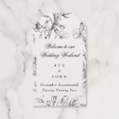 Mooie Floral GOLD Monogram Sketched Wedding Cadeaulabels (Achterkant)