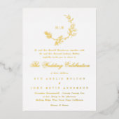 Mooie Floral GOLD Monogram Sketched Wedding Folie Uitnodiging (Voorkant)