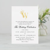 Mooie Floral GOLD Monogram Sketting Folie Uitnodiging (Staand Voorkant)