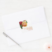 Mooie Floral Gold Red Rose sparen de datum Vierkante Sticker (Envelop)