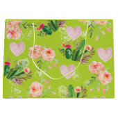 Mooie Floral Green Cactus Groot Cadeauzakje (Voorkant)