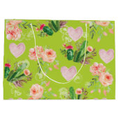 Mooie Floral Green Cactus Groot Cadeauzakje (Achterkant)