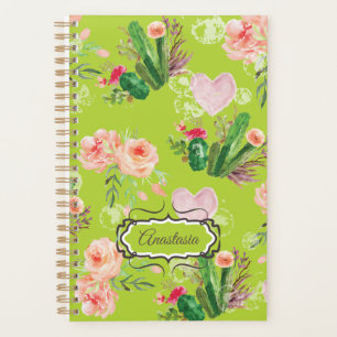Mooie Floral Green Cactus Planner