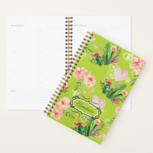 Mooie Floral Green Cactus Planner (Display)