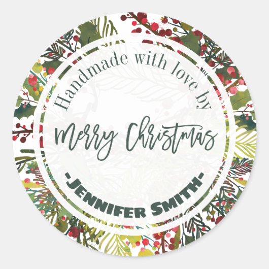 Mooie Floral handgemaakt met liefde Ronde Sticker (Voorkant)