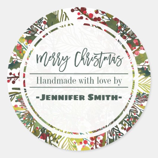 Mooie Floral handgemaakt met liefde Ronde Sticker (Voorkant)