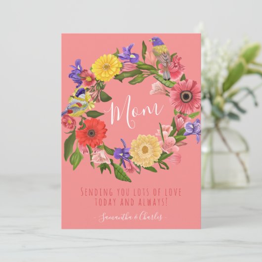 Mooie, floral Happy-Moederdag-kaart (Staand voorkant)