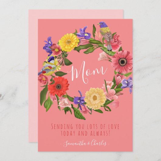 Mooie, floral Happy-Moederdag-kaart (Voorkant / Achterkant)