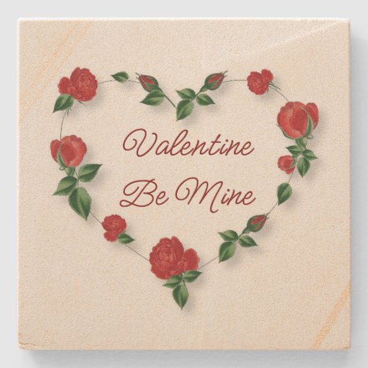 Mooie Floral Heart Stone Onderzetter (Voorkant)