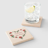 Mooie Floral Heart Stone Onderzetter (Zijkant)