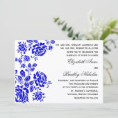 Mooie Floral in Royal Blue Wedding Kaart (Staand voorkant)