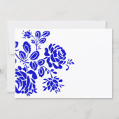 Mooie Floral in Royal Blue Wedding Kaart (Achterkant)