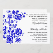 Mooie Floral in Royal Blue Wedding Kaart (Voorkant / Achterkant)