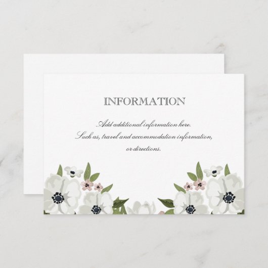 Mooie Floral Informatie Kaart (Voorkant / Achterkant)