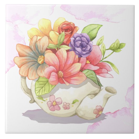 Mooie Floral-keramische tegel Tegeltje (Voorkant)