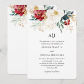 Mooie Floral kerstbruiloft Kaart (Voorkant / Achterkant)