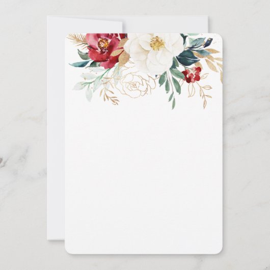 Mooie Floral kerstbruiloft Kaart (Achterkant)