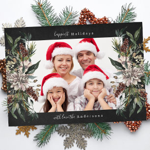 Mooie Floral-kerstfeestelijke fotokaart Feestdagenkaart