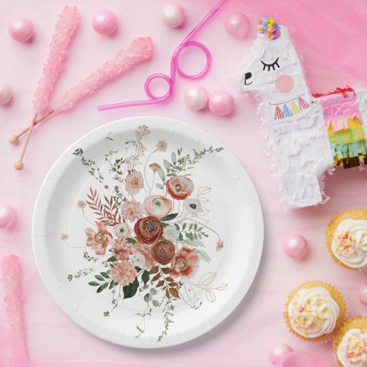 Mooie Floral-kunst van Bourgogne Papieren Bordje (Feest)