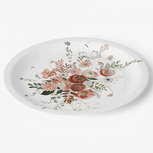 Mooie Floral-kunst van Bourgogne Papieren Bordje (Gekanteld)