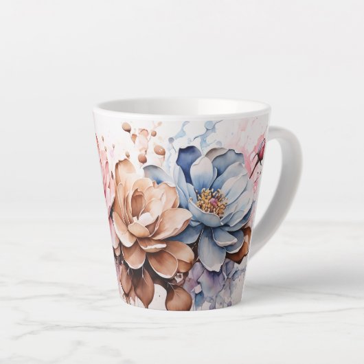 Mooie Floral Latte Mok (Rechterhoek)