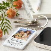 Mooie Floral Line Art Best Grandma Foto Sleutelhanger (Voorkant Rechts)