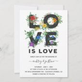 Mooie Floral Love is Love Gay Wedding Kaart (Voorkant)