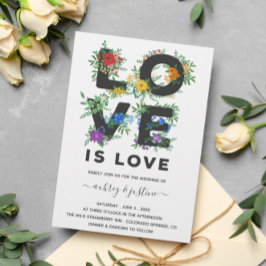 Mooie Floral Love is Love Gay Wedding Kaart