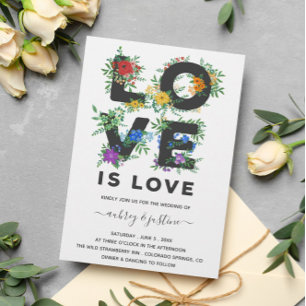 Mooie Floral Love is Love Gay Wedding Kaart
