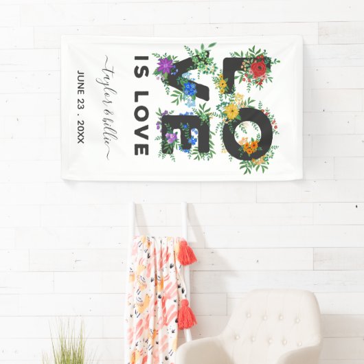 Mooie Floral Love is Love Gay Wedding Spandoek (Insitu)