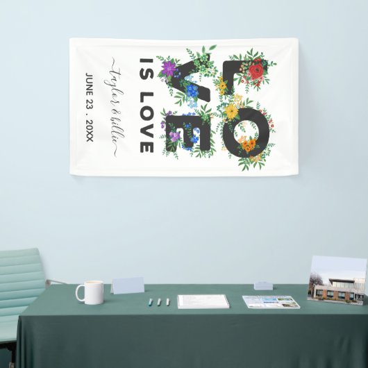 Mooie Floral Love is Love Gay Wedding Spandoek (Beurs)