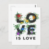 Mooie Floral Love is Love Pride Briefkaart (Voorkant / Achterkant)