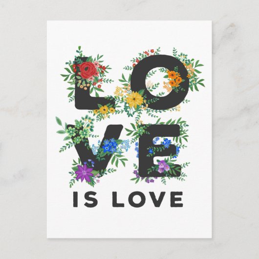 Mooie Floral Love is Love Pride Briefkaart (Voorkant)